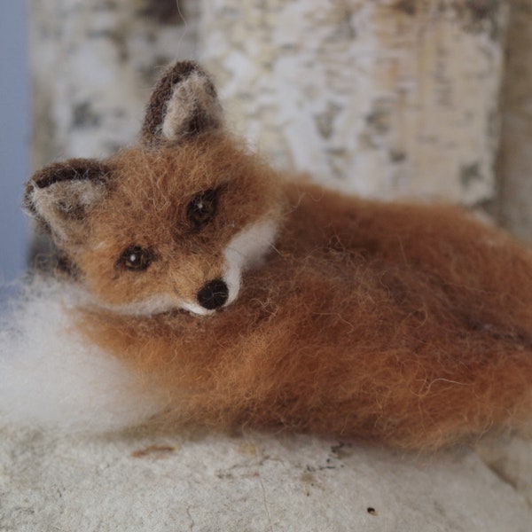 Needle Felted Red Fox Sleeping Woodland Animal