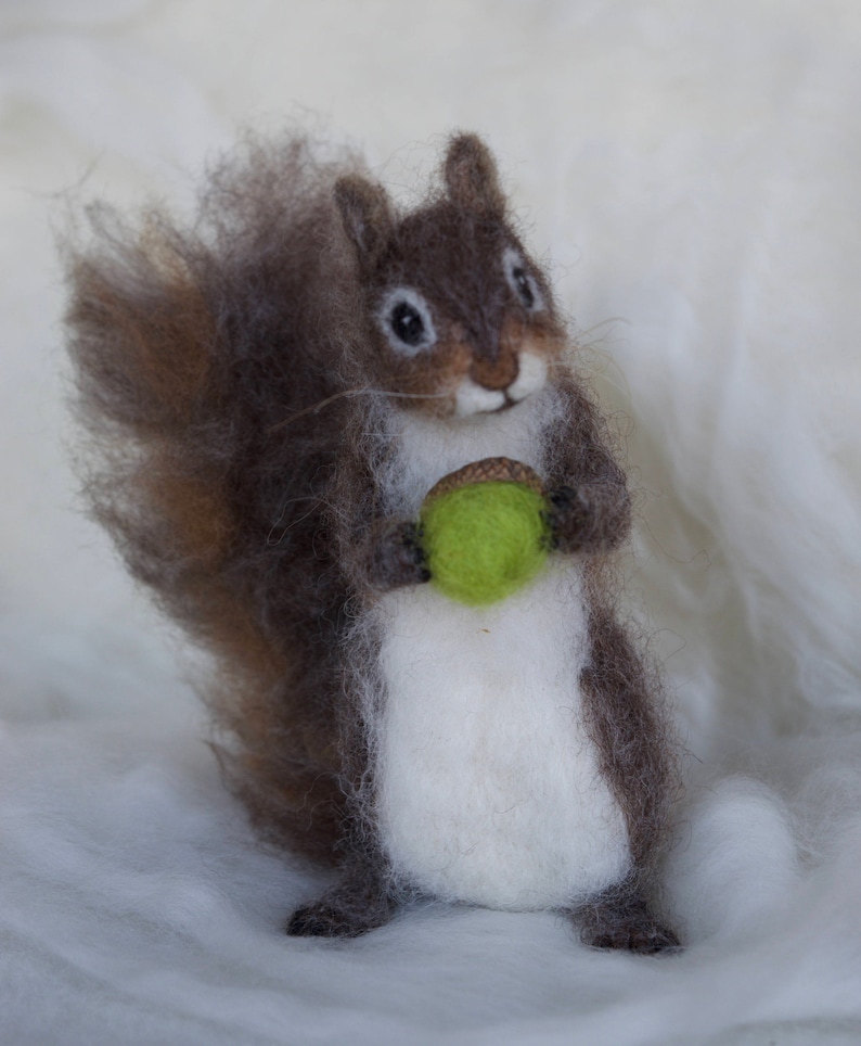 Needle Felted Squirrel Grey, Poseable image 5