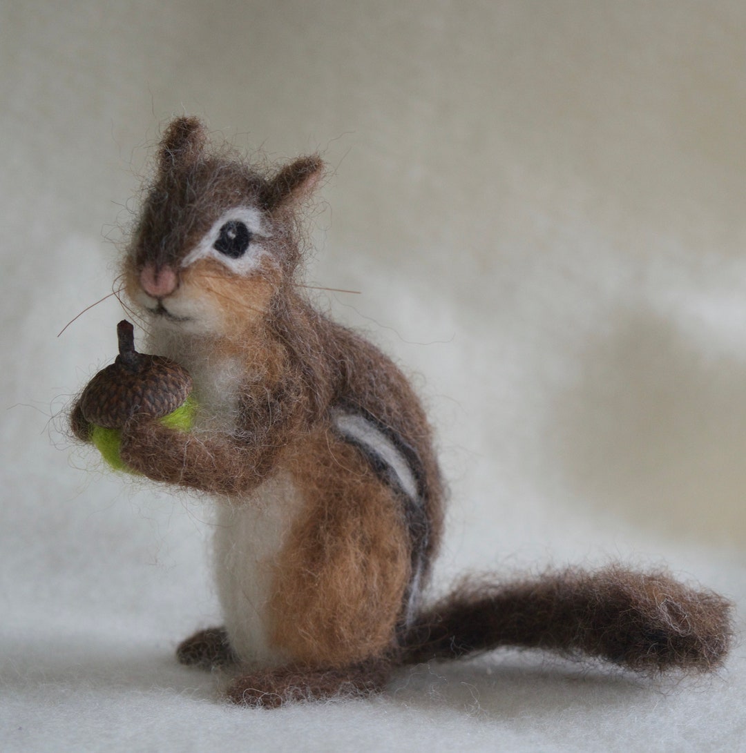 Needle Felted Chipmunk, Realistic, Life Sized Poseable Etsy