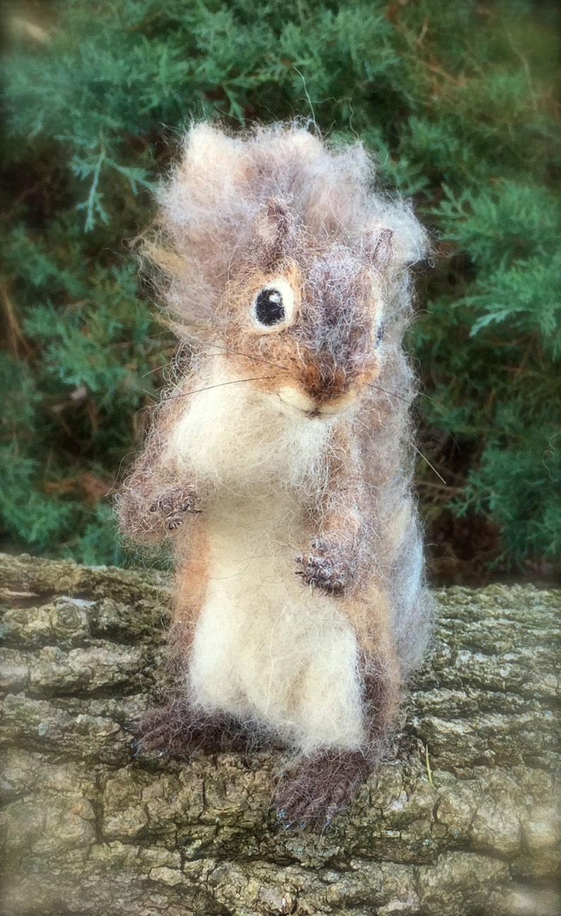 Needle Felted Squirrel Grey, Poseable image 7