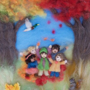 Seasons of Joy, Wool Painting Photo Print of Picture Book Illustrations, Set of 4, 5 by 7 image 3