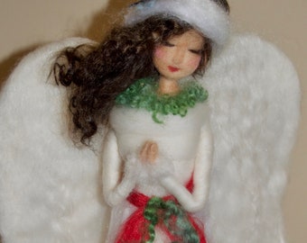 Angel Tree Topper Praying in the Frosty Woods Needle Felt NOTE WAIT TIME