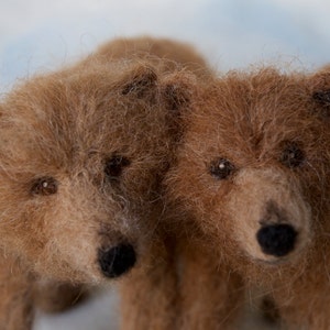 Needle Felted Grizzly Bear Mom and Cub, Brown Bear Forest Animal image 4