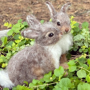 Needle Felted Cottontail Bunny Rabbit Baby Poseable Woodland Animal