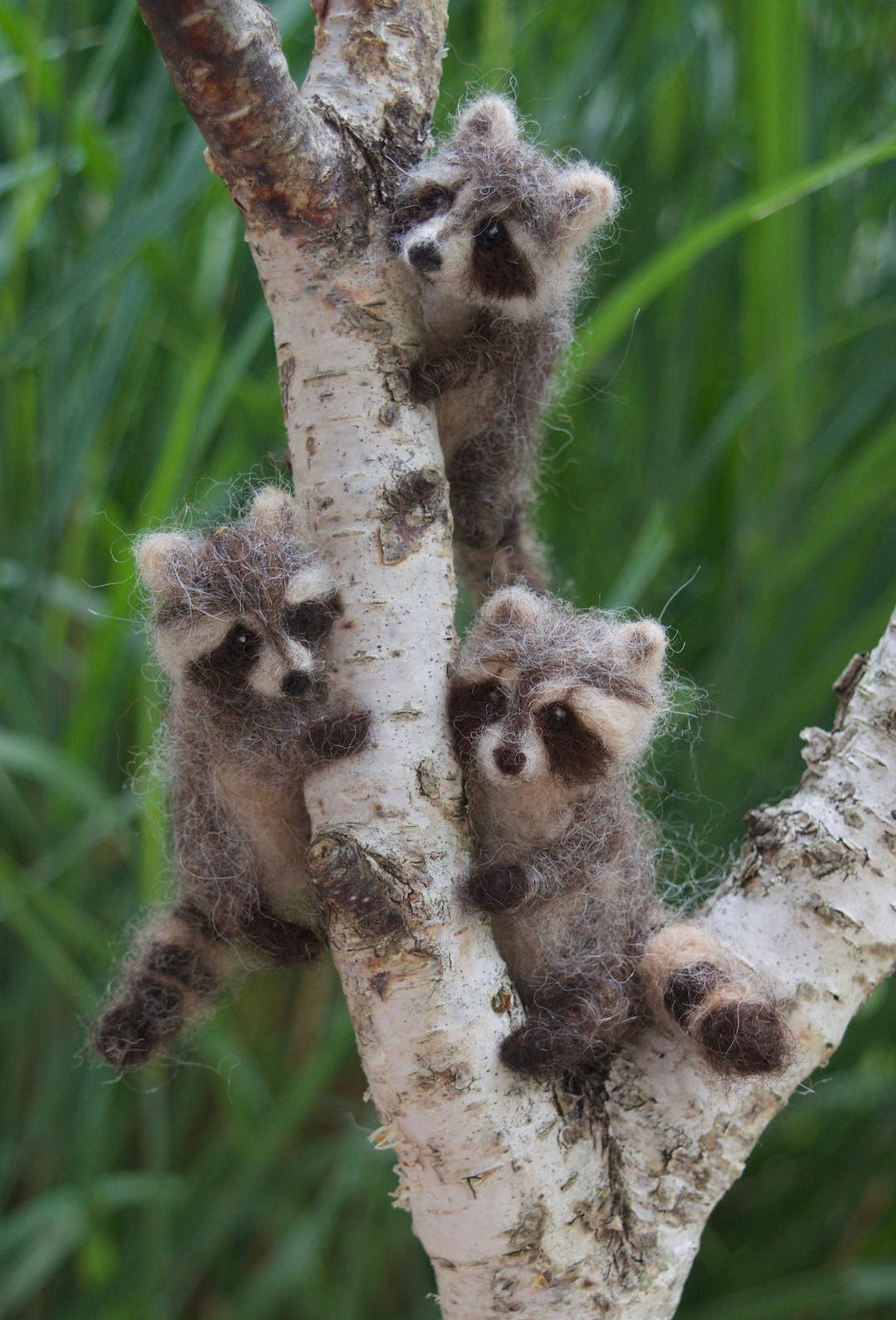 Mini Raccoon Raccoon Felted Miniature , Poseable, Tiny Woodland Animal MADE TO ORDER ...