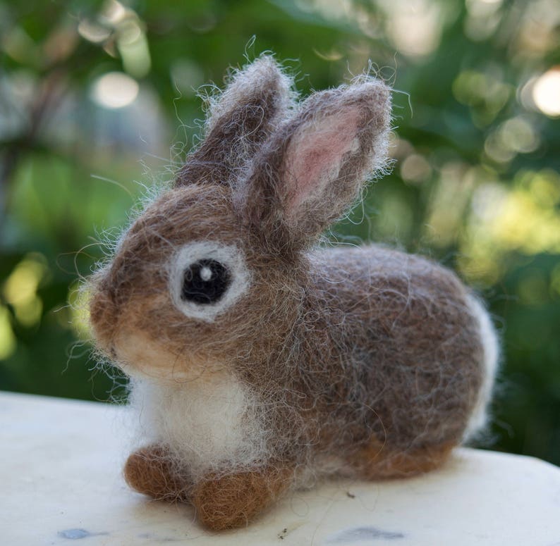 Needle Felted Bunny Cottontail Rabbit Baby Young Woodland Animal image 1