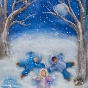 Seasons of Joy, Wool Painting Photo Print of Picture Book Illustrations, Set of 4, 5 by 7 image 5