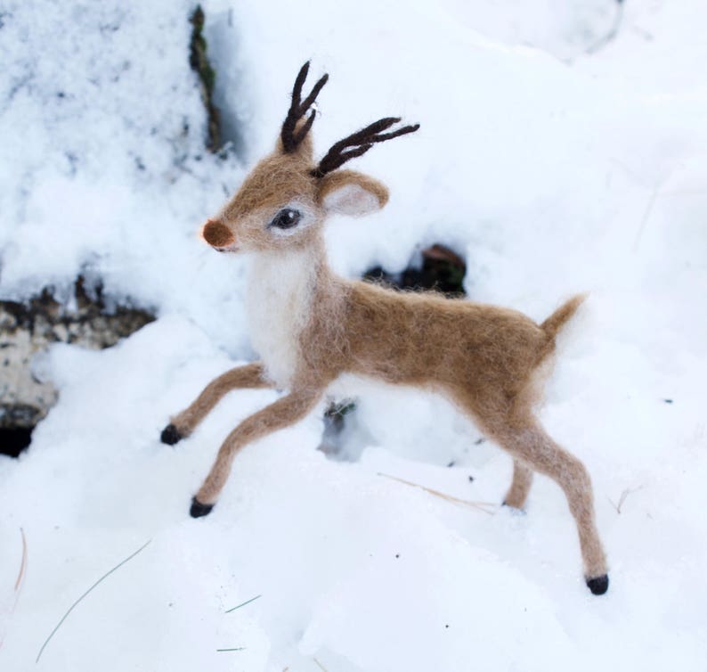 Needle Felted Reindeer, Christmas Santa Reindeer image 1