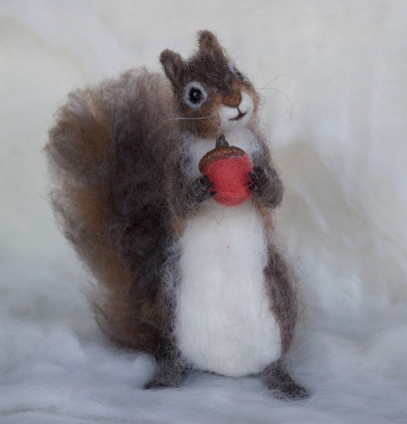 Needle Felted Squirrel Grey, Poseable image 6