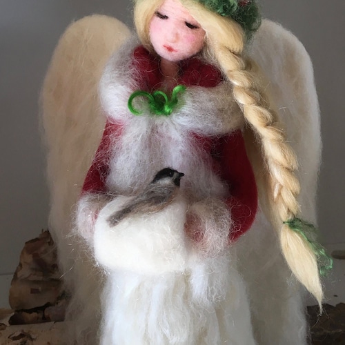 Needle Felt Holly Angel Tree Topper Waldorf Inspired Etsy