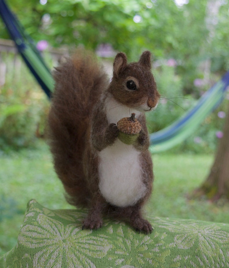 Needle Felted Squirrel Grey, Poseable image 10