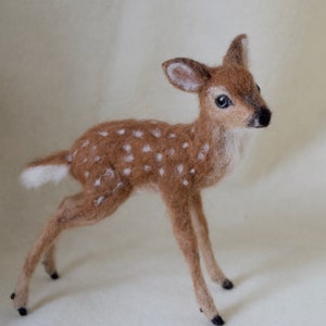 Needle Felted Deer Fawn, White Tailed, Wool image 3