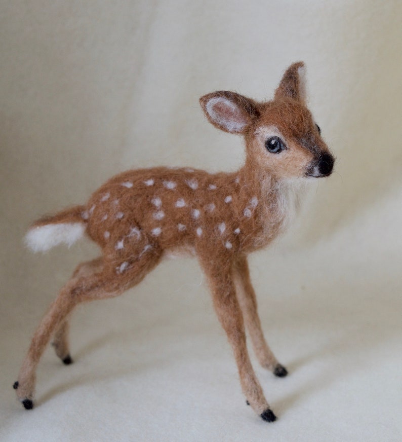 Needle Felted Deer Fawn, White Tailed, Wool image 3