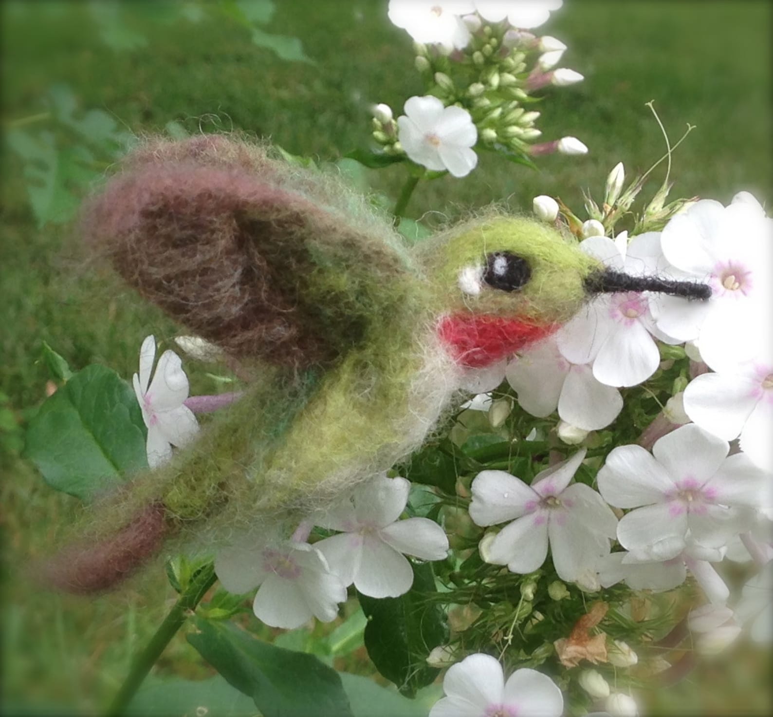 Needle Felted Hummingbird Lifesized Wool Bird Ruby Throated Etsy