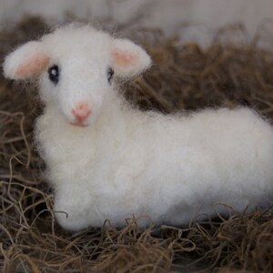 Needle Felted Lamb, Wool Baby Sheep, Nativity image 3