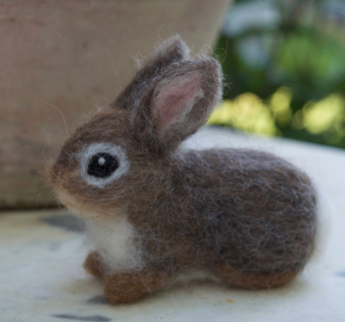 Needle Felted Bunny Cottontail Rabbit Baby Young Woodland - Etsy