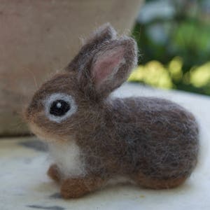 Needle Felted Bunny Cottontail Rabbit Baby Young Woodland Animal image 2