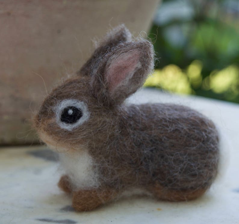 Needle Felted Bunny Cottontail Rabbit Baby Young Woodland Animal image 2