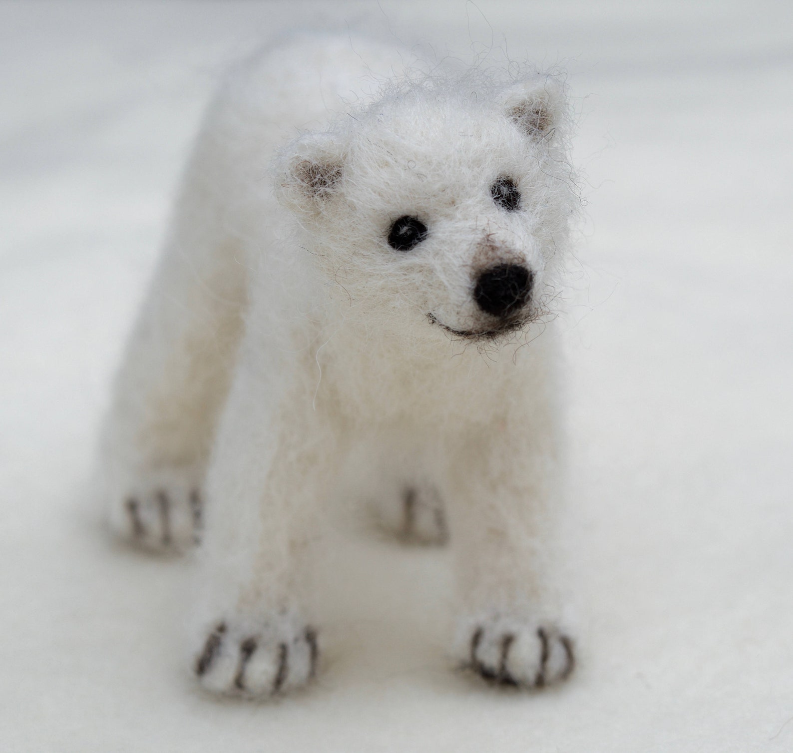 Needle Felted Polar Bear Cub Poseable Etsy
