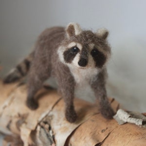 Raccoon Needle Felted Miniature Wool Animal Realistic
