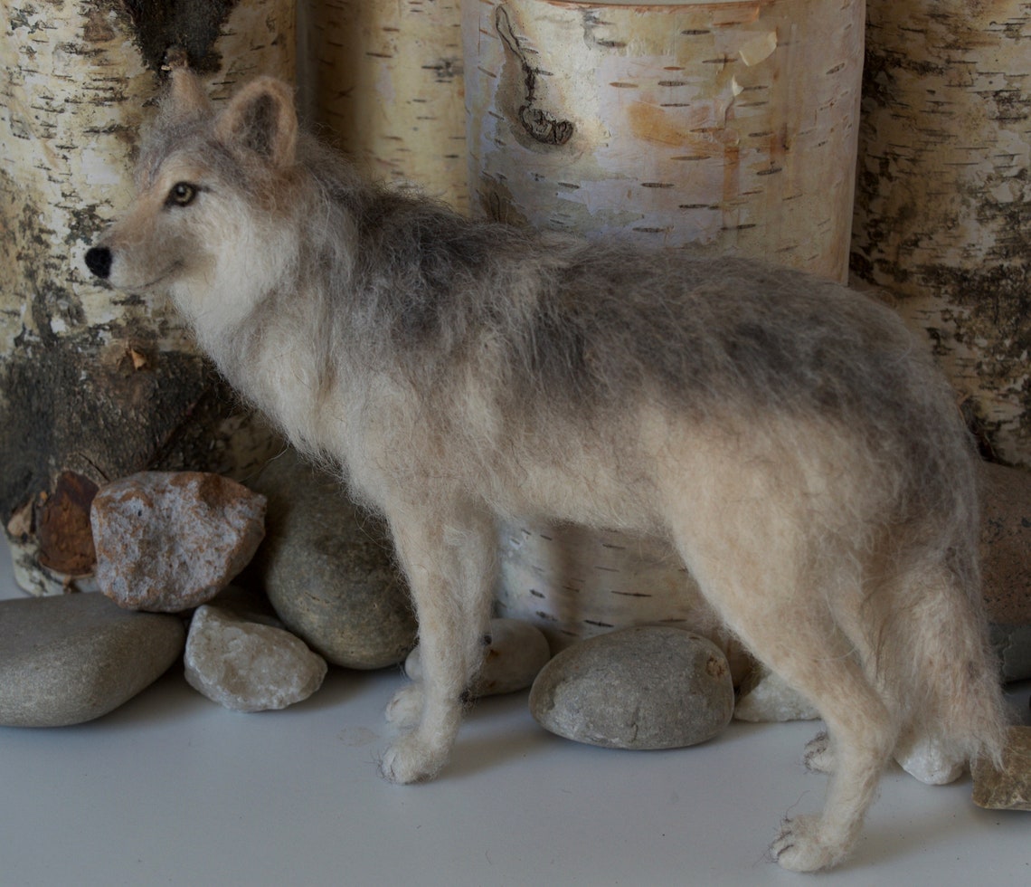 Needle Felted Grey Wolf Custom Original Realistic Wolves Etsy