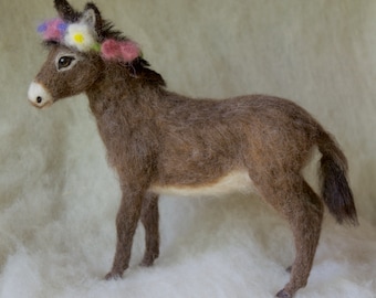 Needle Felted Donkey, Burro, Nativity Animal
