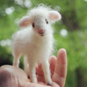 Needle Felted Lamb, Baby Sheep, Poseable, Extended Wait