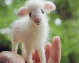 Needle Felted Lamb, Baby Sheep, Poseable, Extended Wait