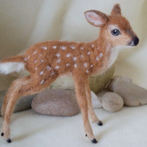 Needle Felted Deer Fawn, White Tailed, Wool image 1