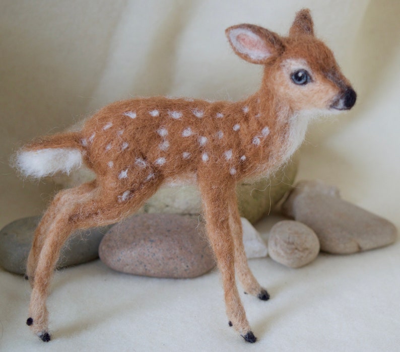 Needle Felted Deer Fawn, White Tailed, Wool image 1