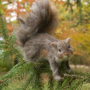 Needle Felted Squirrel Grey, Poseable image 2