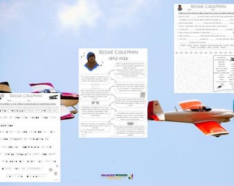 Bessie Coleman - Learn Herstory with Fun Activities - Educational Printable Worksheets