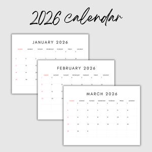 2026 calendar - 2026 yearly calendar- 2026 monthly calendar image 3
