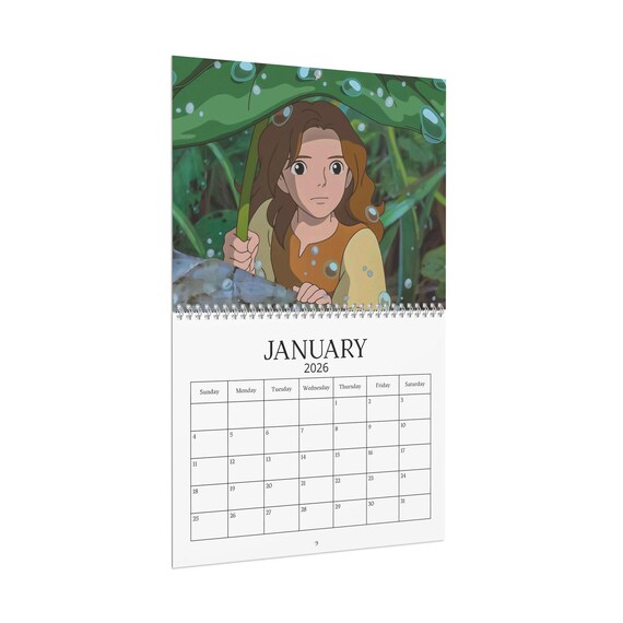 アニメ2026壁掛けカレンダー、ジブリカレンダー、気まぐれな世界