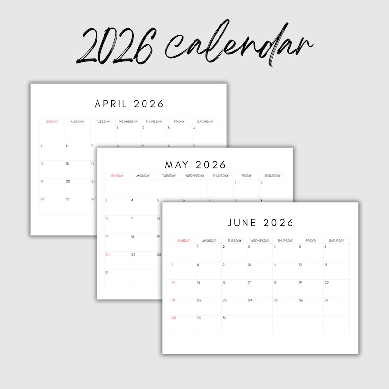 2026 calendar - 2026 yearly calendar- 2026 monthly calendar image 4