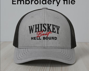 Whiskey Bent Hell Bound Embroidery Design – Western Script instant download