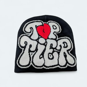 Top Tier Beanie – Black Knit Hat, Unisex One Size Fits All, Streetwear Winter Cap
