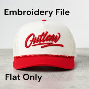 Outlaw Script Embroidery Design | Flat Hat File - dst, pes, jef, xxx, exp