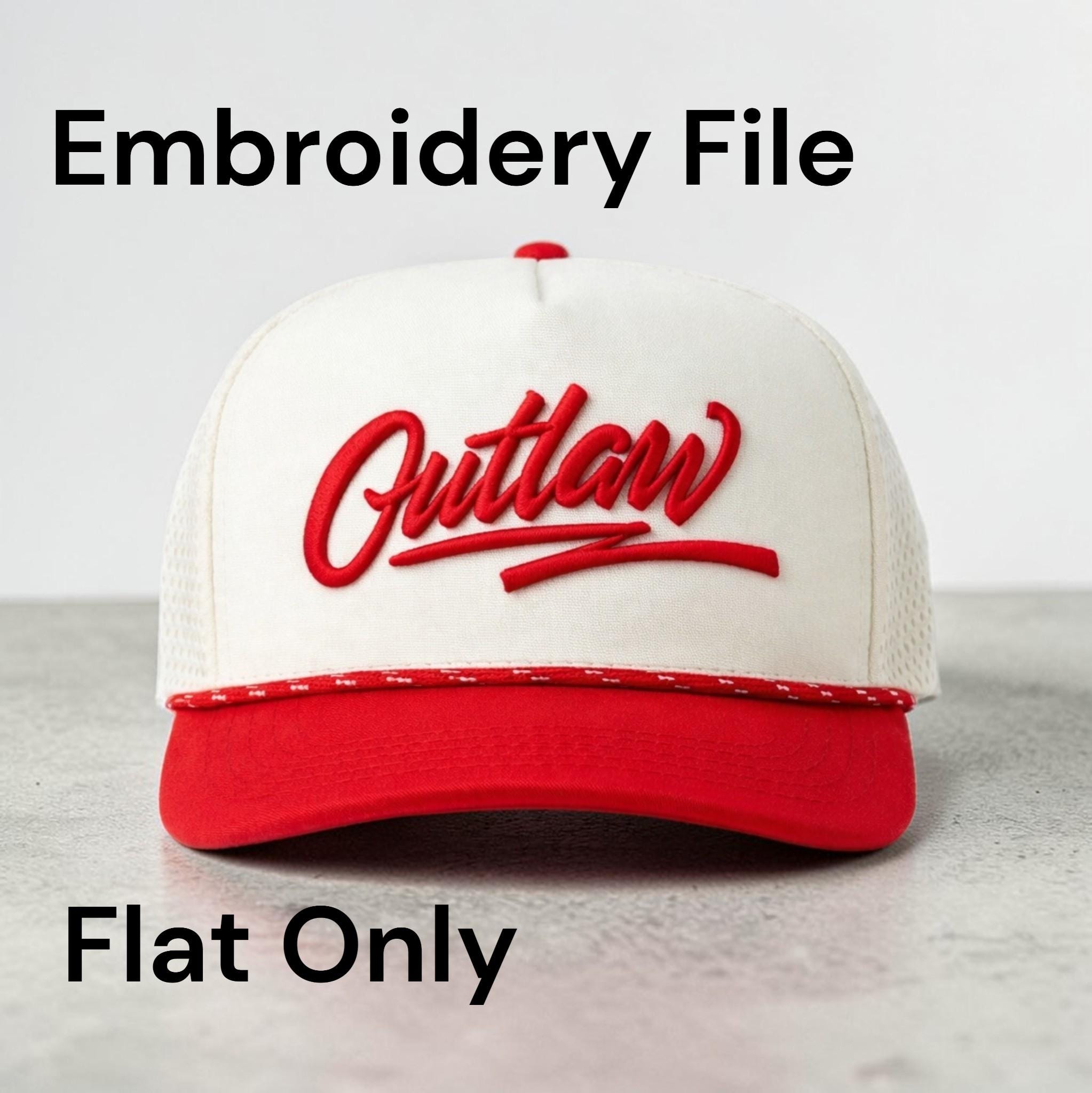 Outlaw Script Embroidery Design | Flat Hat File - Dst, Pes, Jef, Xxx ...