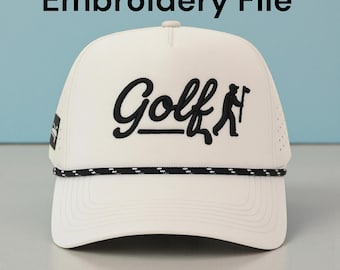 Golf Script Embroidery Design - Golfer Silhouette - DST PES EXP Instant download