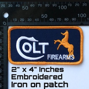 Colt firearm embroidered iron on patch 2x4 inches