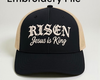 RISEN Jesus is king embroidery file dST PES EMB - christian logo design