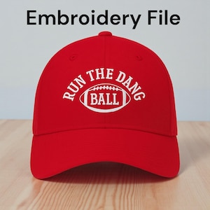 Design de bordado "Run The Dang Ball" | Patch de futebol DST PES EMB - Download instantâneo