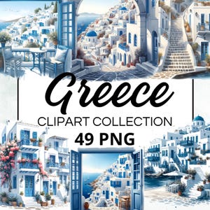 Grèce Aquarelle Clipart Bundle | Graphiques numériques de qualité supérieure pour scrapbooking et loisirs créatifs pour invitations, imprimables, projets de bricolage | Téléchargement instantané