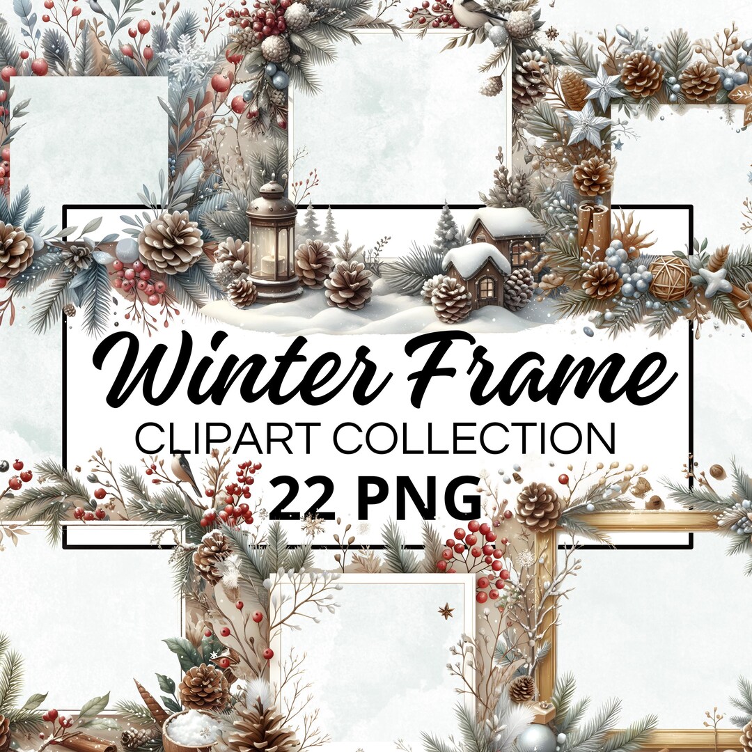 Winter Frame Watercolor Clipart Bundle, Digital Scrapbook & Craft ...