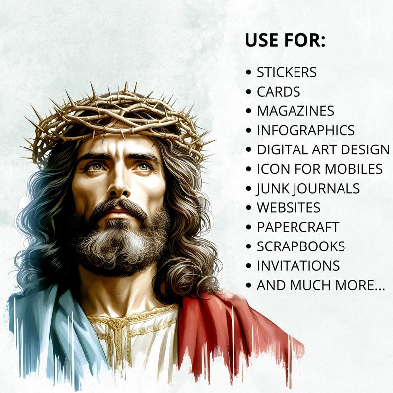 Jesus Watercolor Clipart Bundle, Digital Scrapbook & Craft Graphics for ...
