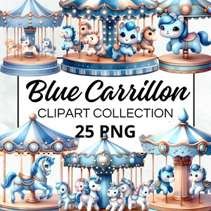 Carillon Blue Clipart Collection, 25 PNG aquarelle pour téléchargement instantané, utilisation commerciale