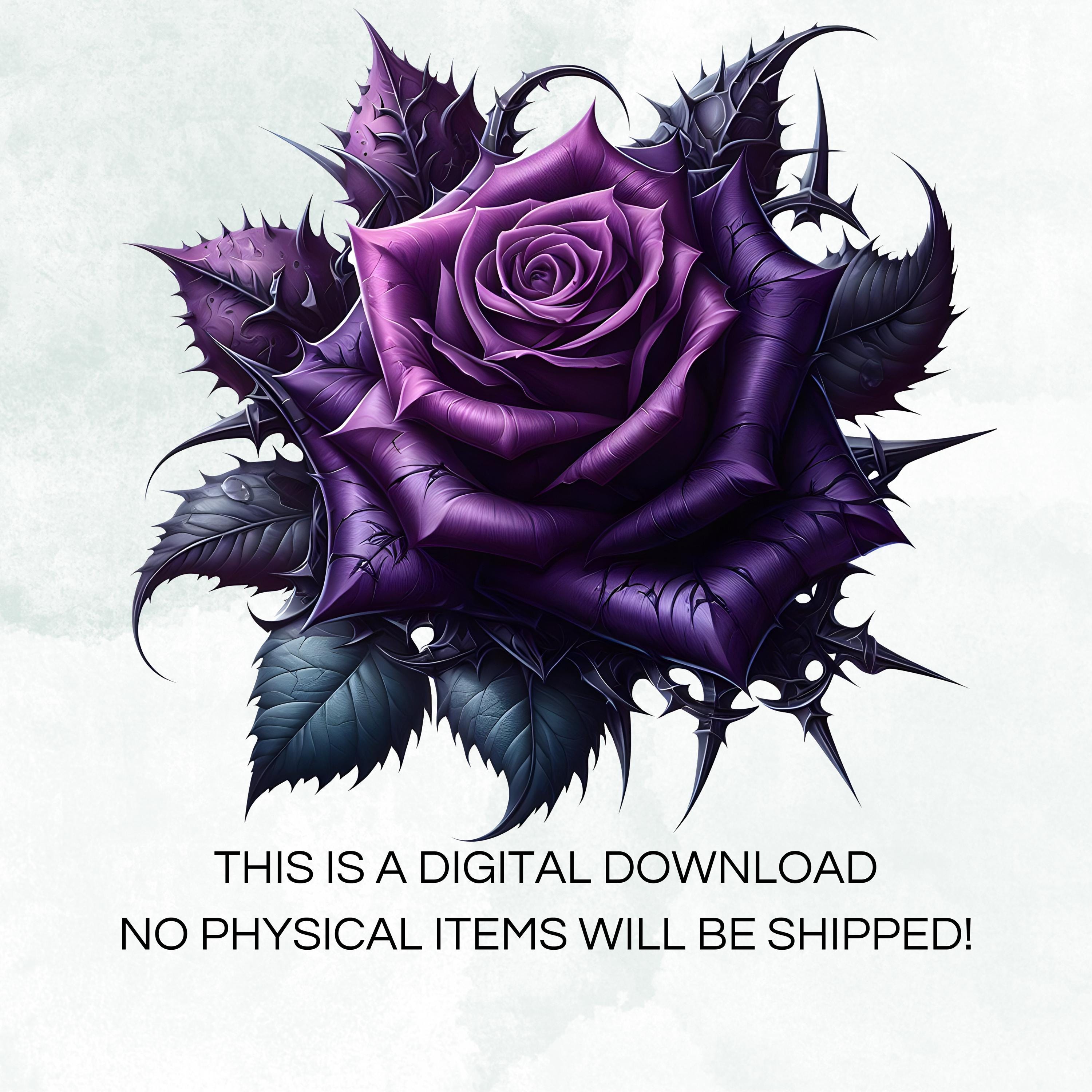 Gothic Purple Rose Watercolor Clipart Bundle | Digital Scrapbook Craft ...