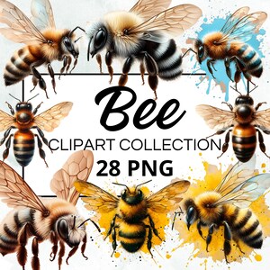 28 clipart, aquarel Bee, aquarel clipart, PNG-formaat, Instant Download voor commercieel gebruik