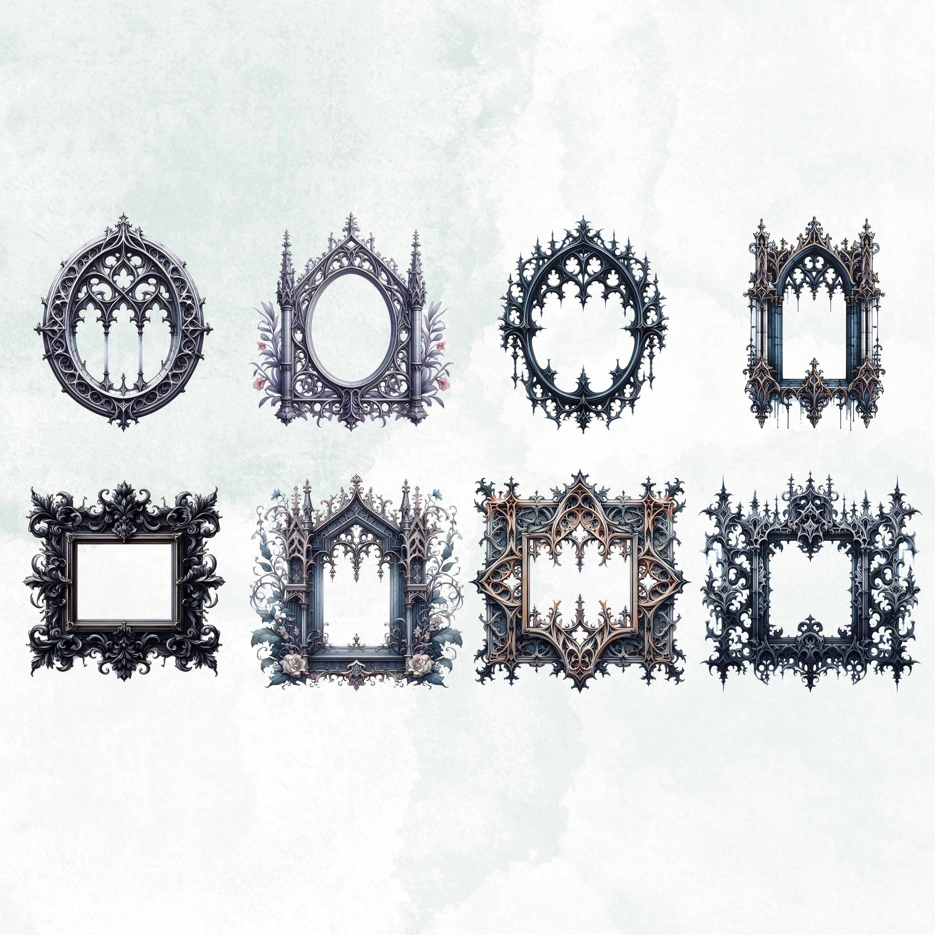 Gothic Frame Watercolor Clipart Bundle | Digital Scrapbook & Craft ...